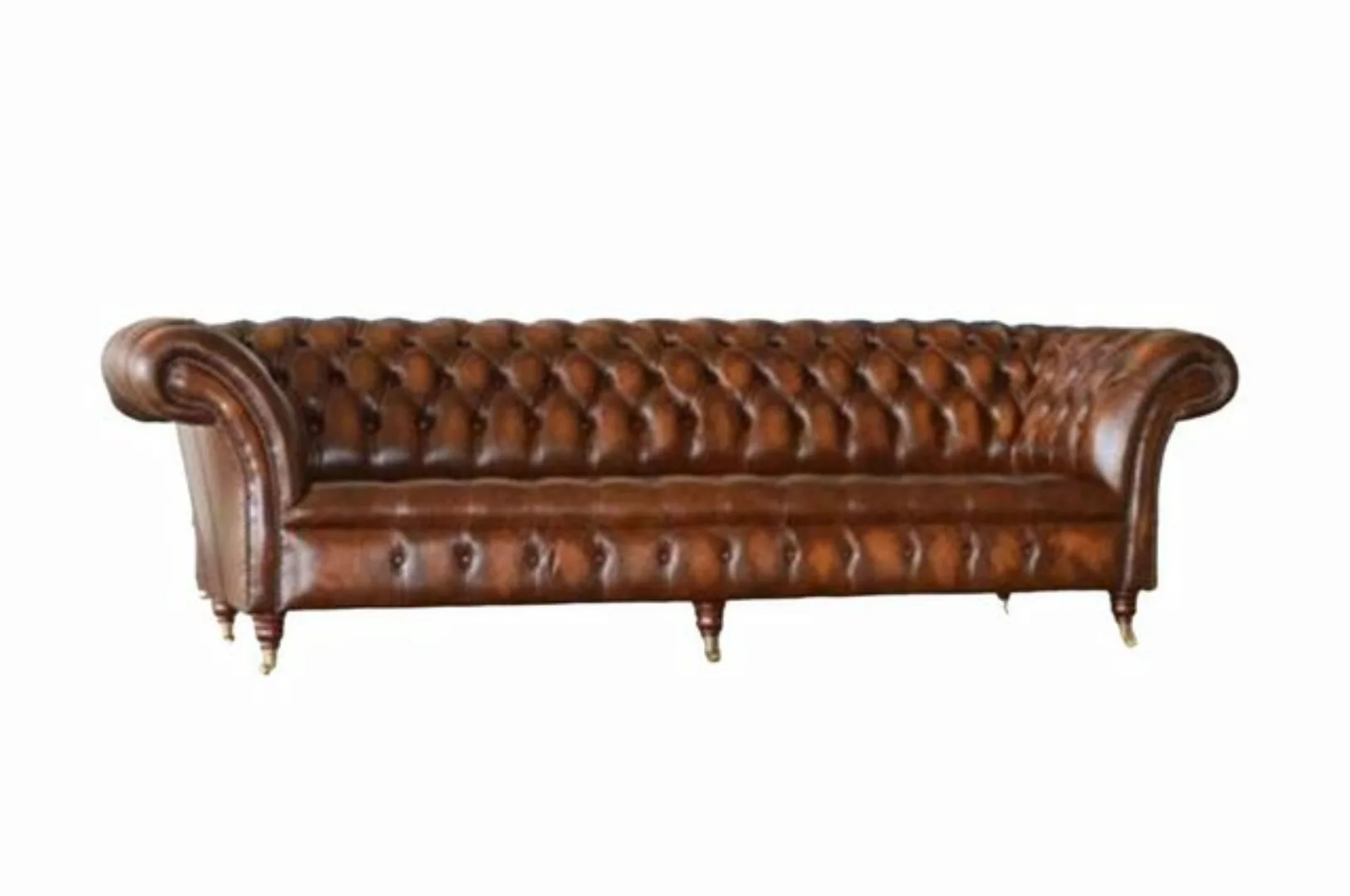 JVmoebel Chesterfield-Sofa Braune Chesterfield Couch Sofa Polster 4 Sitzer günstig online kaufen