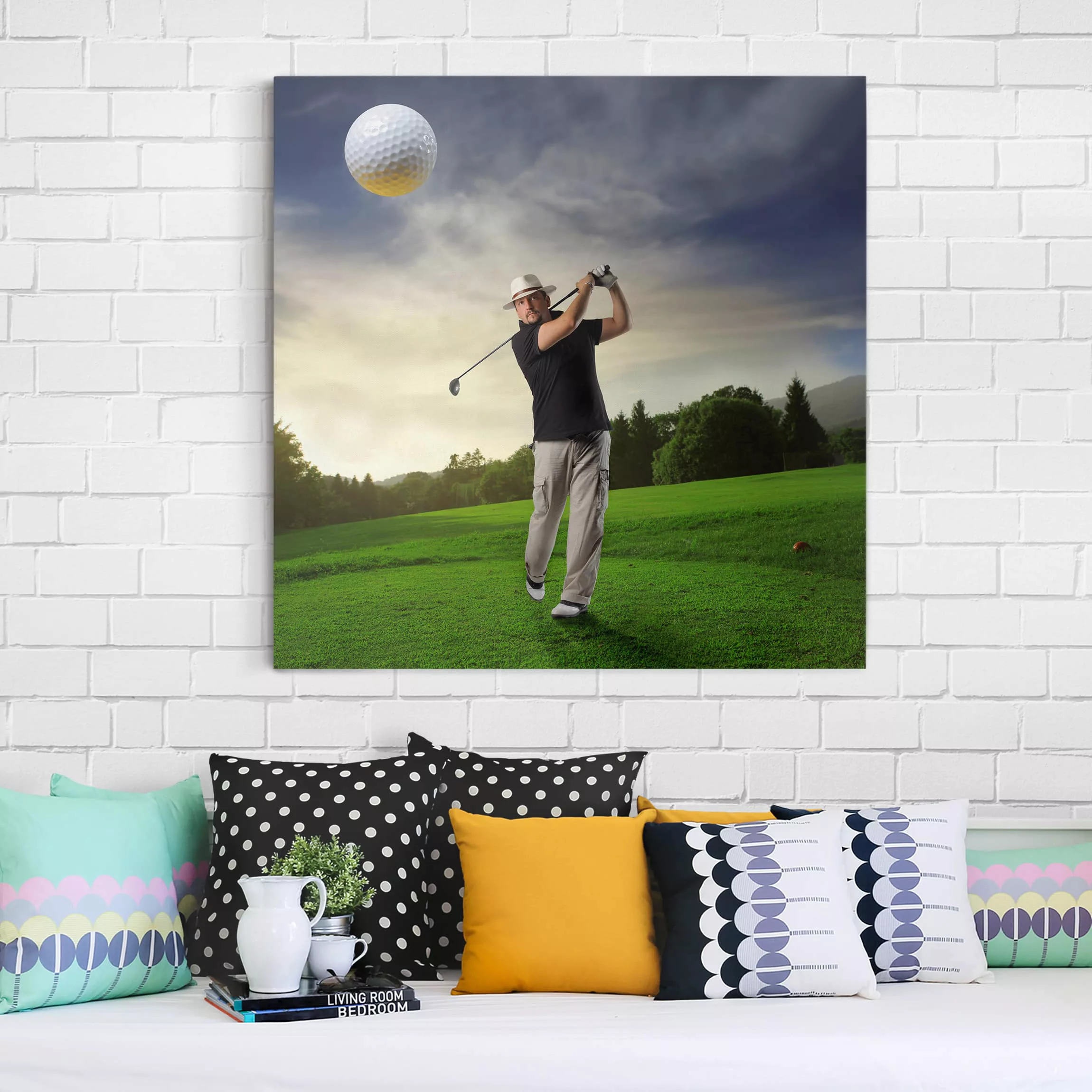 Leinwandbild - Quadrat Golfclub Paradies günstig online kaufen