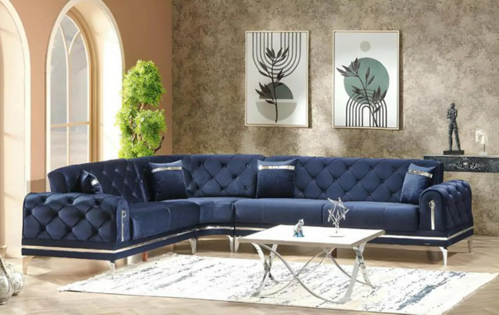 JVmoebel Ecksofa Blau Luxus Sofa L Form Design Polstermöbel Wohnzimmer Ecks günstig online kaufen