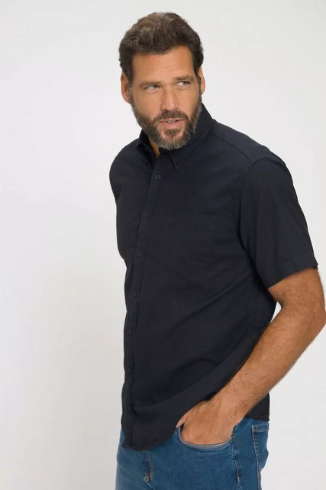 JP1880 Kurzarmhemd Leinenmix-Hemd Halbarm Buttondown-Kragen günstig online kaufen