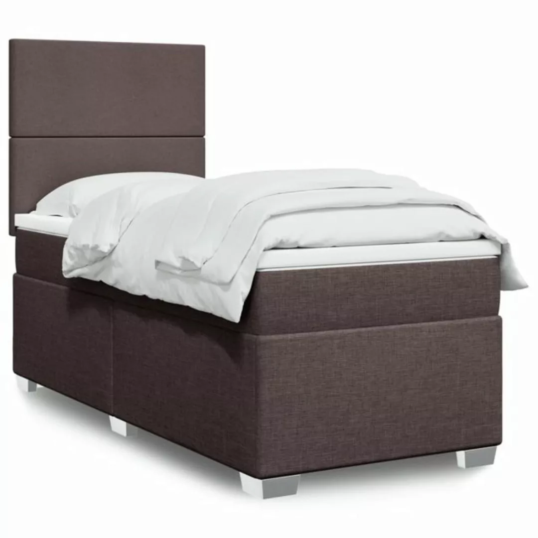 furnicato Bettgestell Boxspringbett mit Matratze Dunkelbraun 90x190 cm Stof günstig online kaufen