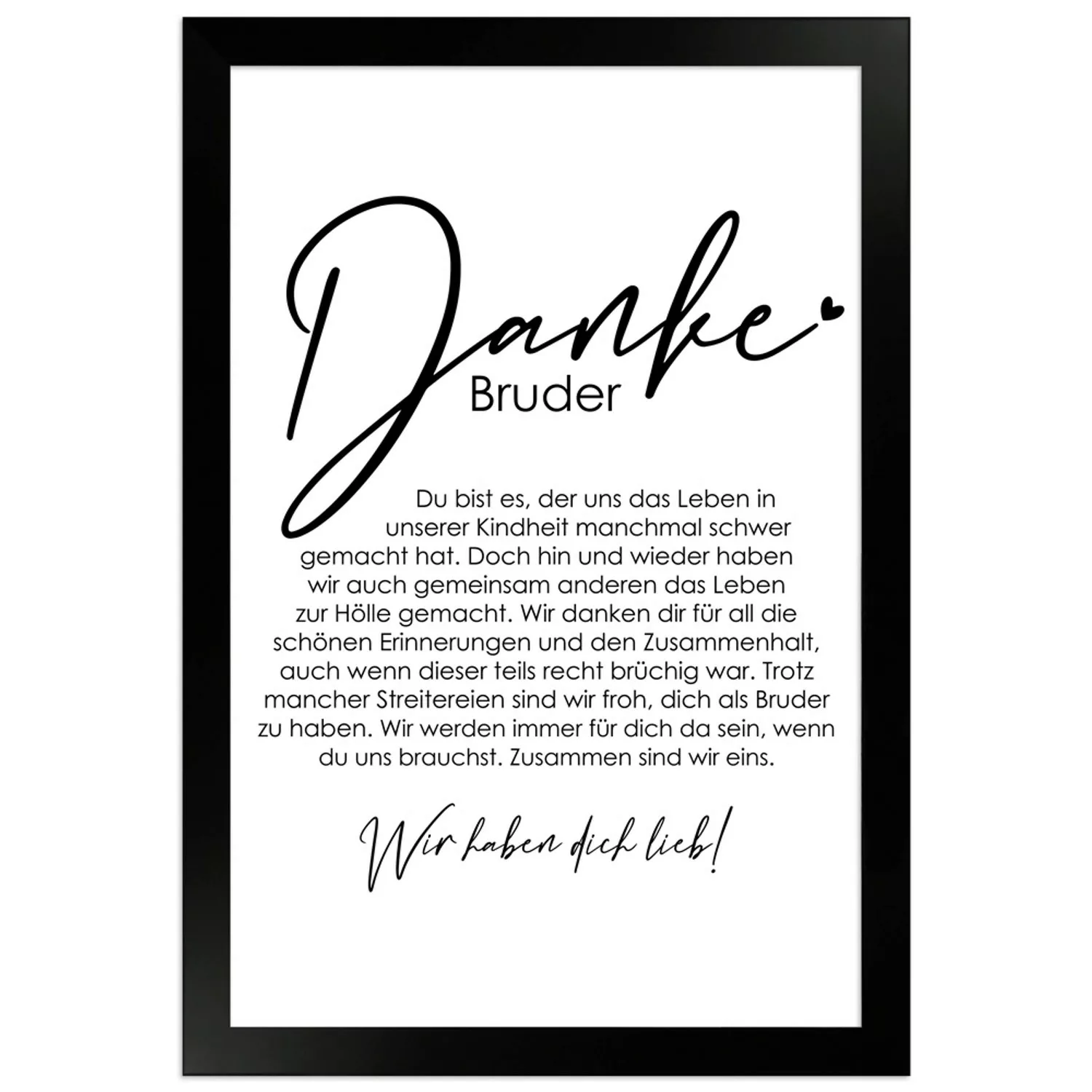 WANDStyle Gerahmtes Poster Danke Bruder 20 x 30 cm Geschenkidee für Mehrere günstig online kaufen