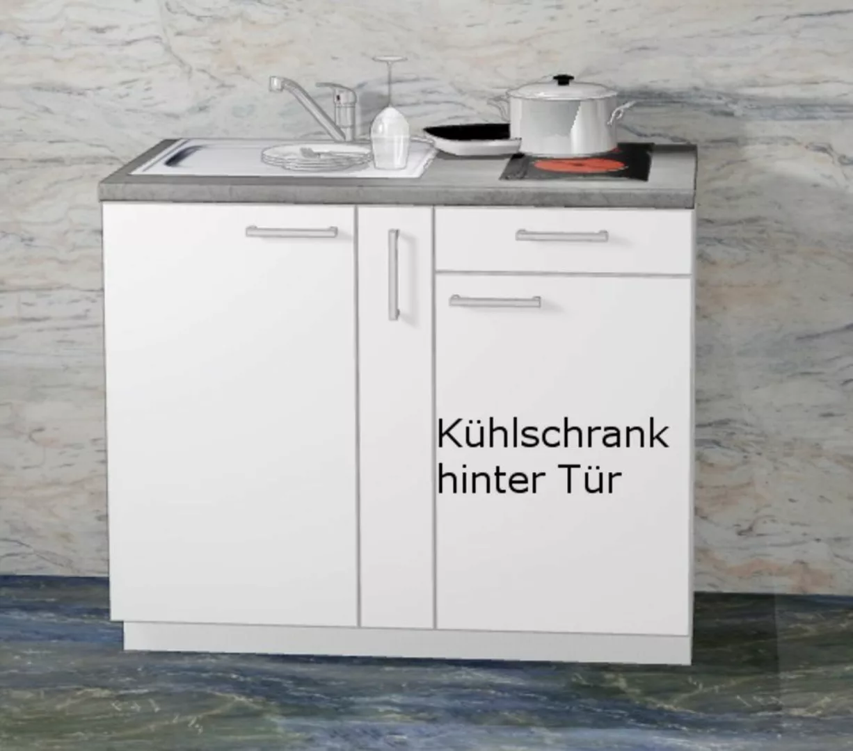 Miniküche MANKAMINI 19 (Höhe XXL) Alpinweiß, 115 cm mit Kochfeld/Kühlschran günstig online kaufen