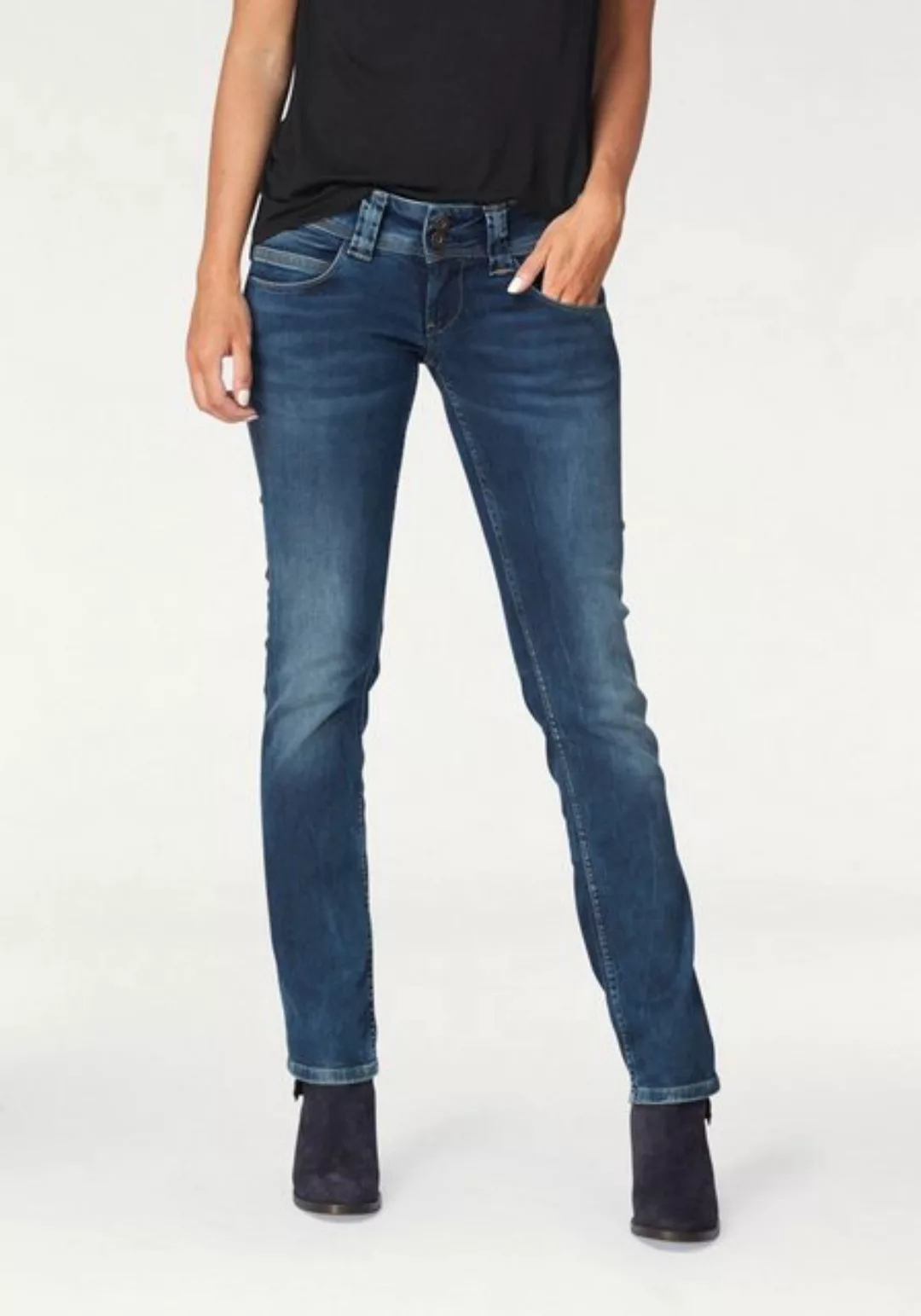 Pepe Jeans Damen Jeans Venus - Regular Fit - Blau - Medium Dark Wiser günstig online kaufen