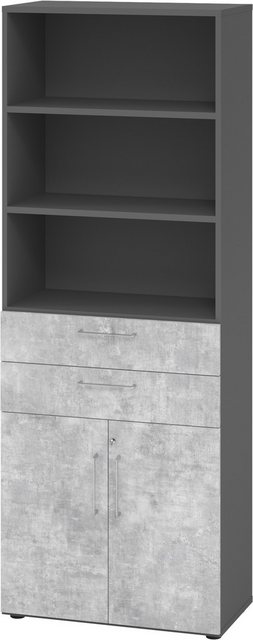 bümö Aktenschrank smart Kombischrank - mit Schubladen Dekor: Graphit/Beton günstig online kaufen