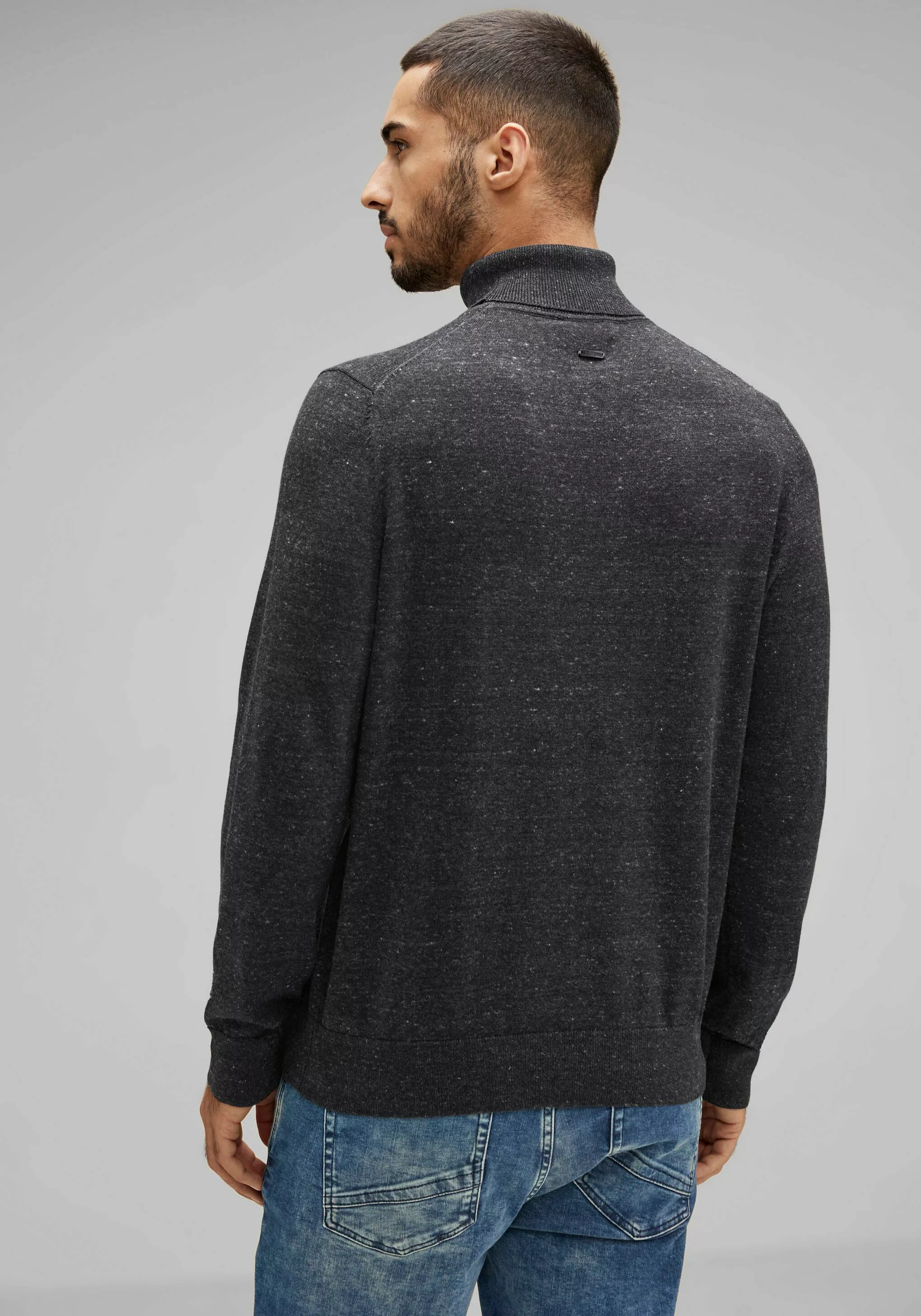 STREET ONE MEN Rollkragenpullover in melierter Optik günstig online kaufen