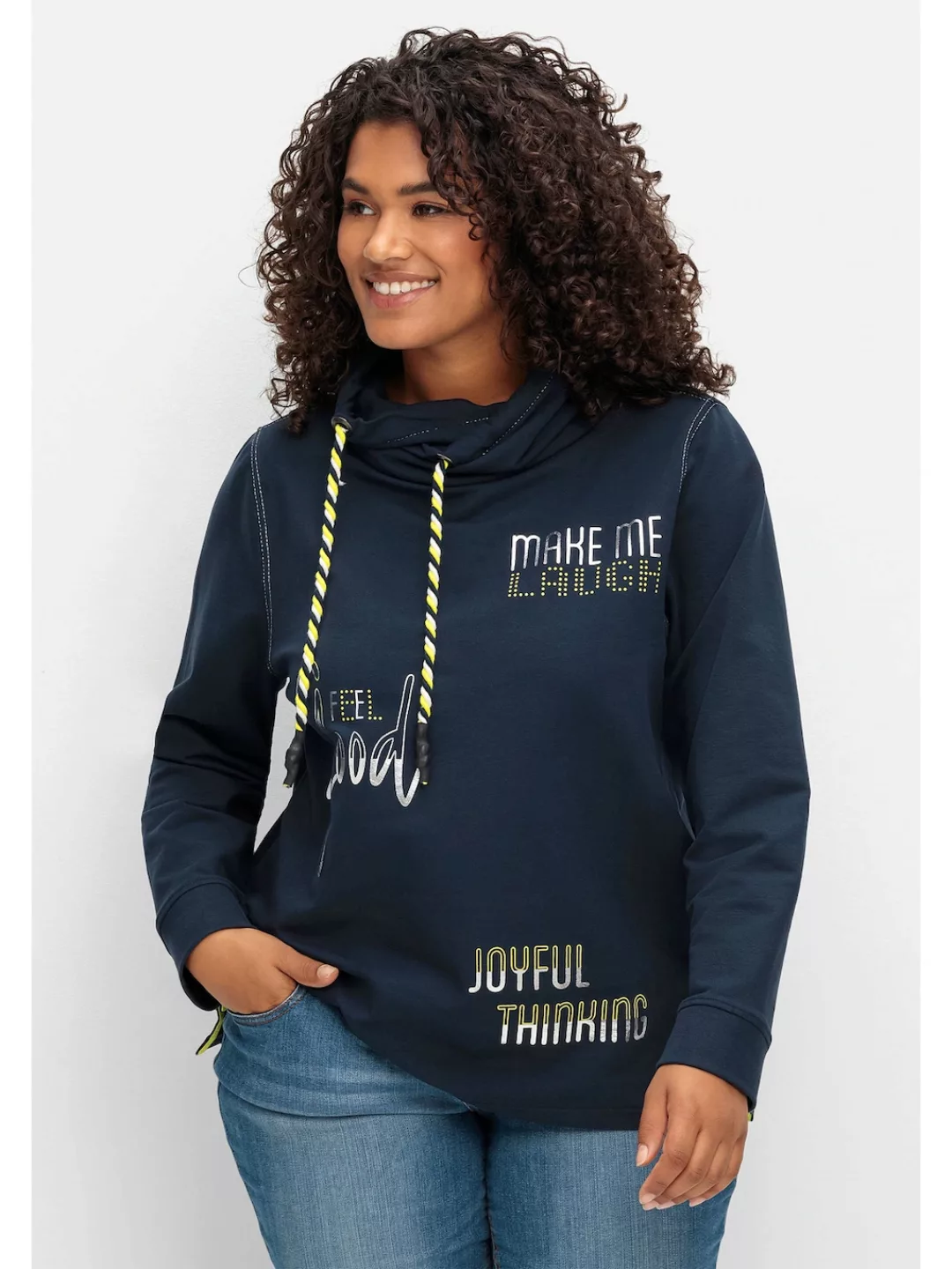 Sheego Sweatshirt "Große Größen", mit Wordingprint, aus elastischer Baumwol günstig online kaufen