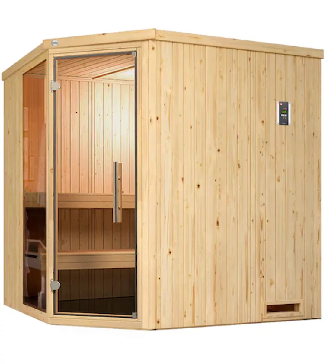 Weka Element-Ecksauna Varberg 2 Sparset 5,4 kW Kompakt Glastür/Fenster günstig online kaufen