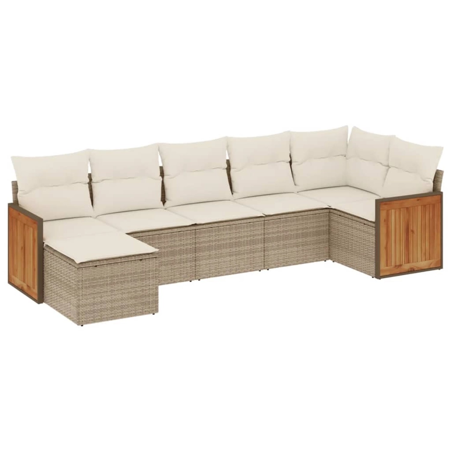 vidaXL 7-Tlg Garten-Sofagarnitur mit Kissen Beige Poly Rattan 3227871 günstig online kaufen