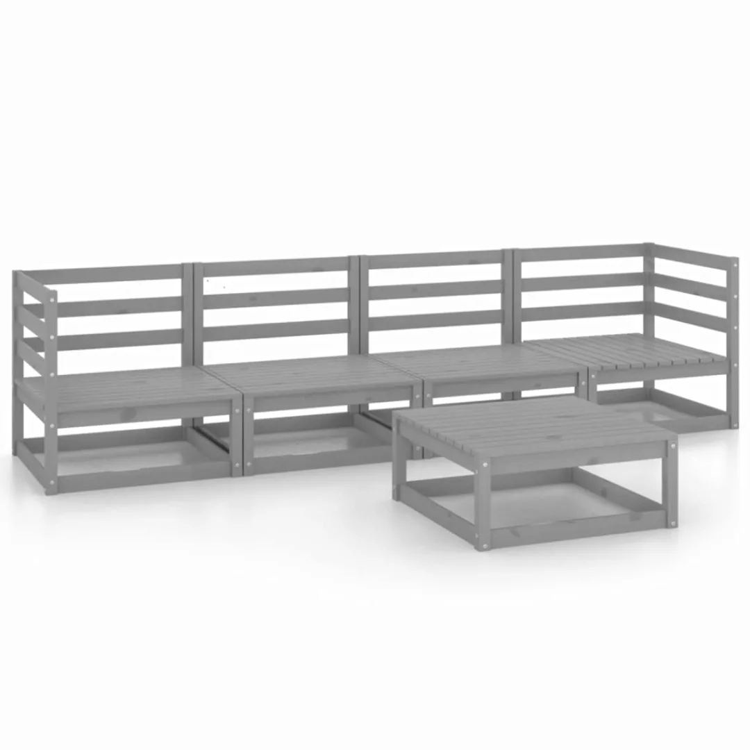 5-tlg. Garten-lounge-set Grau Kiefer Massivholz günstig online kaufen