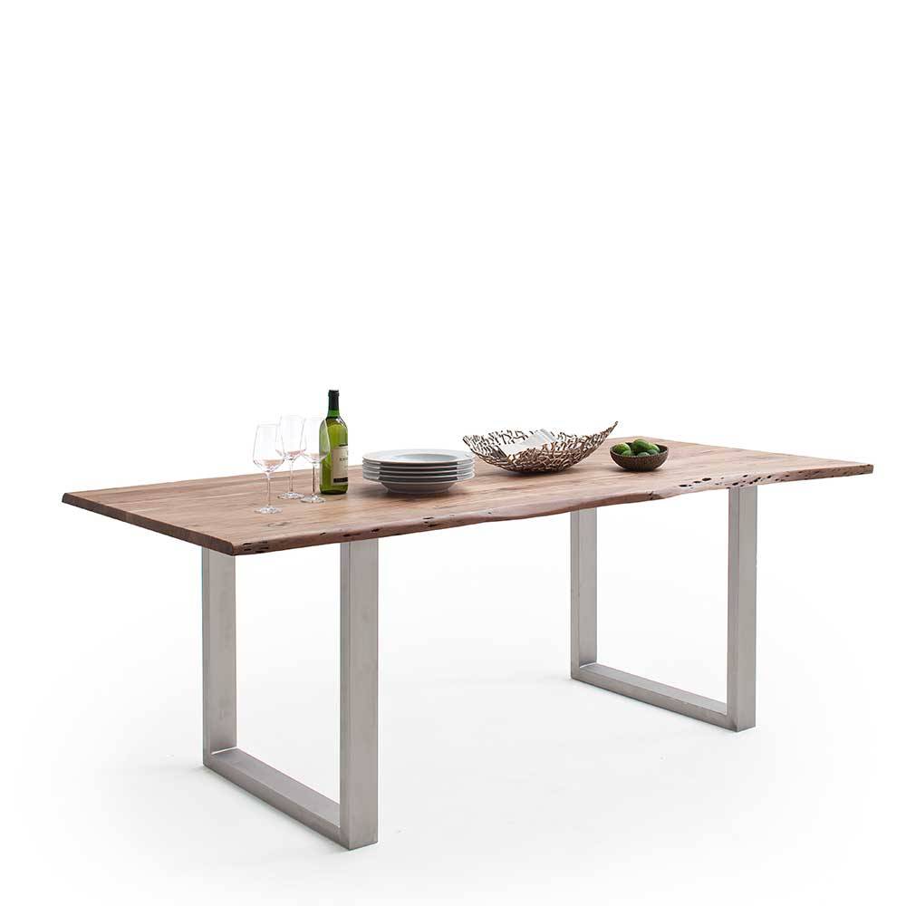 Esstisch Holztisch aus Massivholz mit natürlicher Baumkante günstig online kaufen