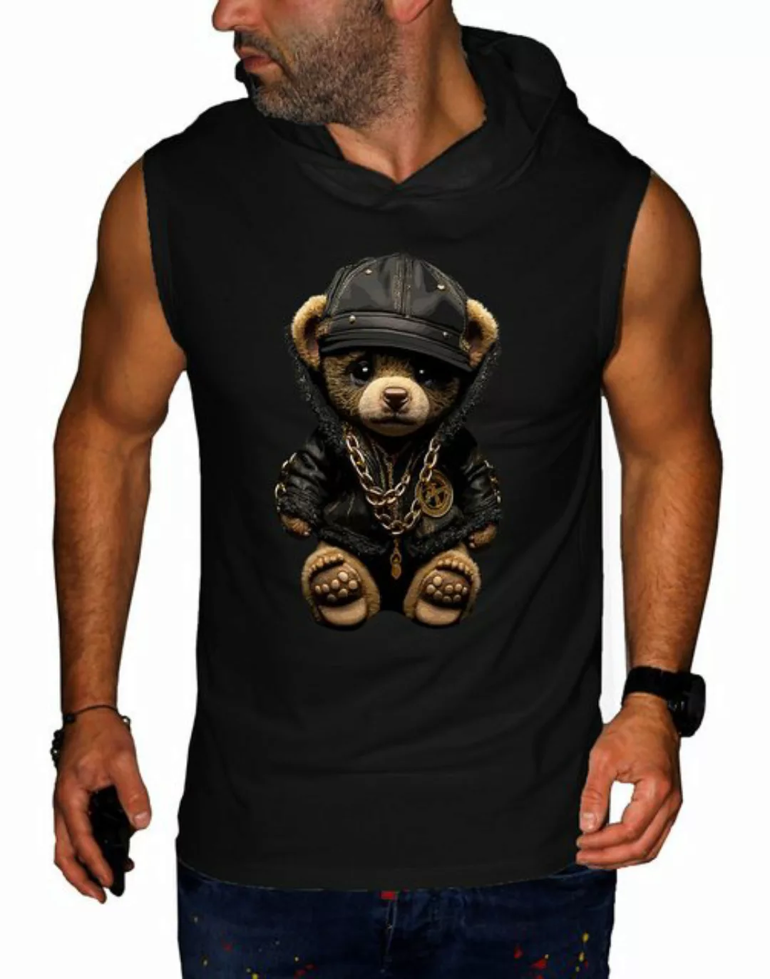 RMK Tanktop Herren Tanktop Muskelshirt Gym Ärmellos Shirt mit Teddybär Druc günstig online kaufen