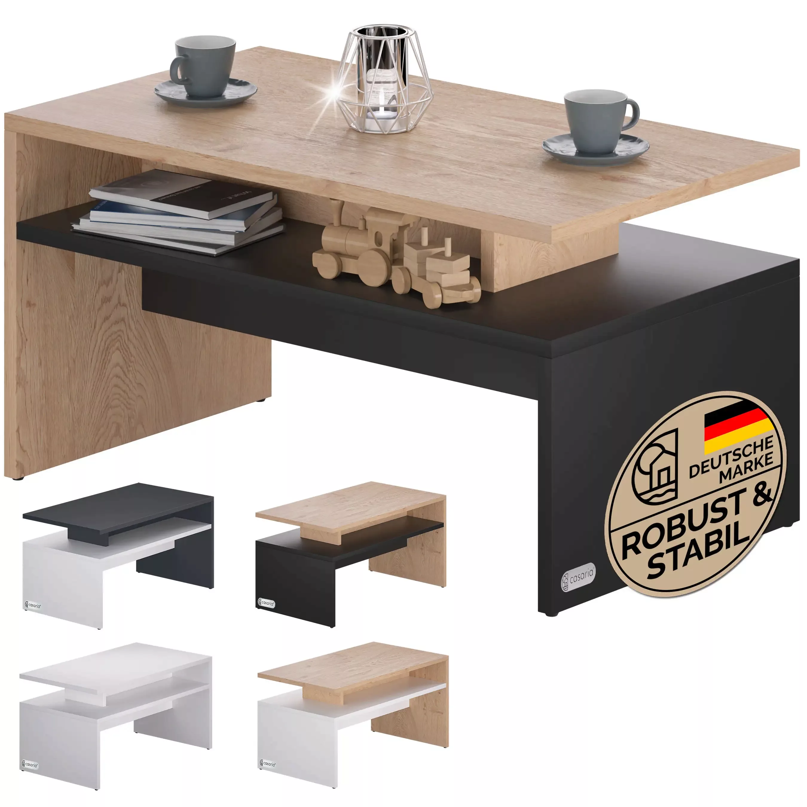 Couchtisch Sacramento Holz/Grau 95x55x50cm günstig online kaufen