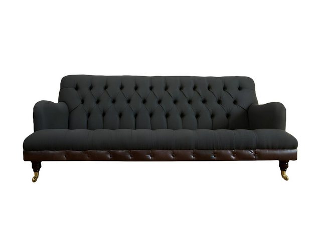 Xlmoebel Sofa Neue große XXL Chesterfield Dreisitzer in Schwarzem Textil-De günstig online kaufen