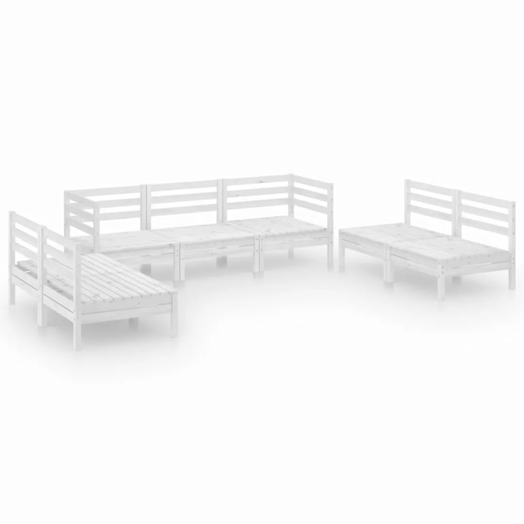 7-tlg. Garten-lounge-set Weiß Massivholz Kiefer günstig online kaufen