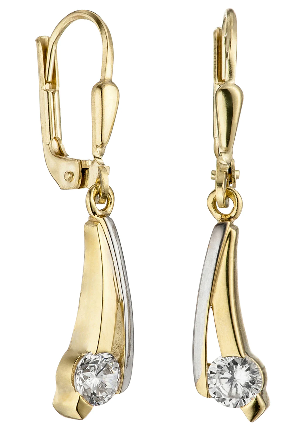 JOBO Paar Ohrhänger "Ohrringe in Bicolor-Optik", 333 Gold mit Zirkonia günstig online kaufen