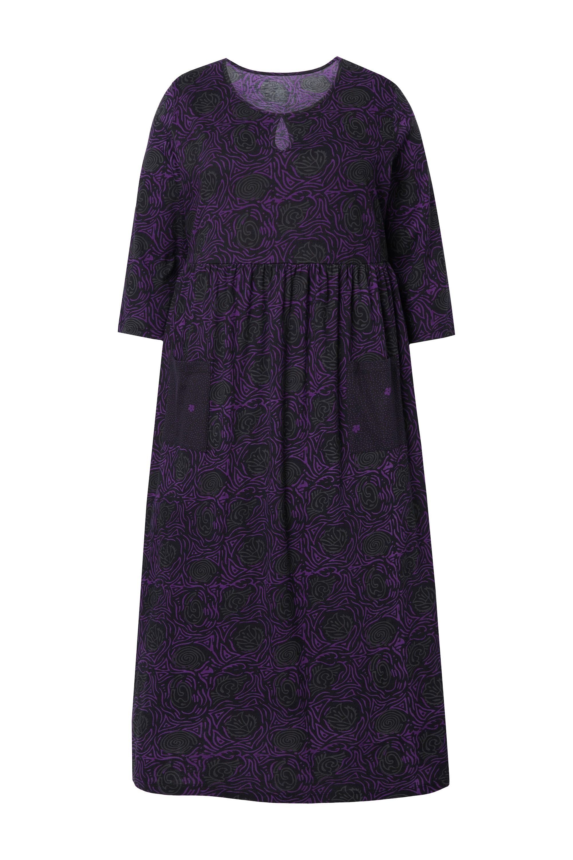 Ulla Popken Maxikleid Jerseykleid A-Linie Blumendruck günstig online kaufen