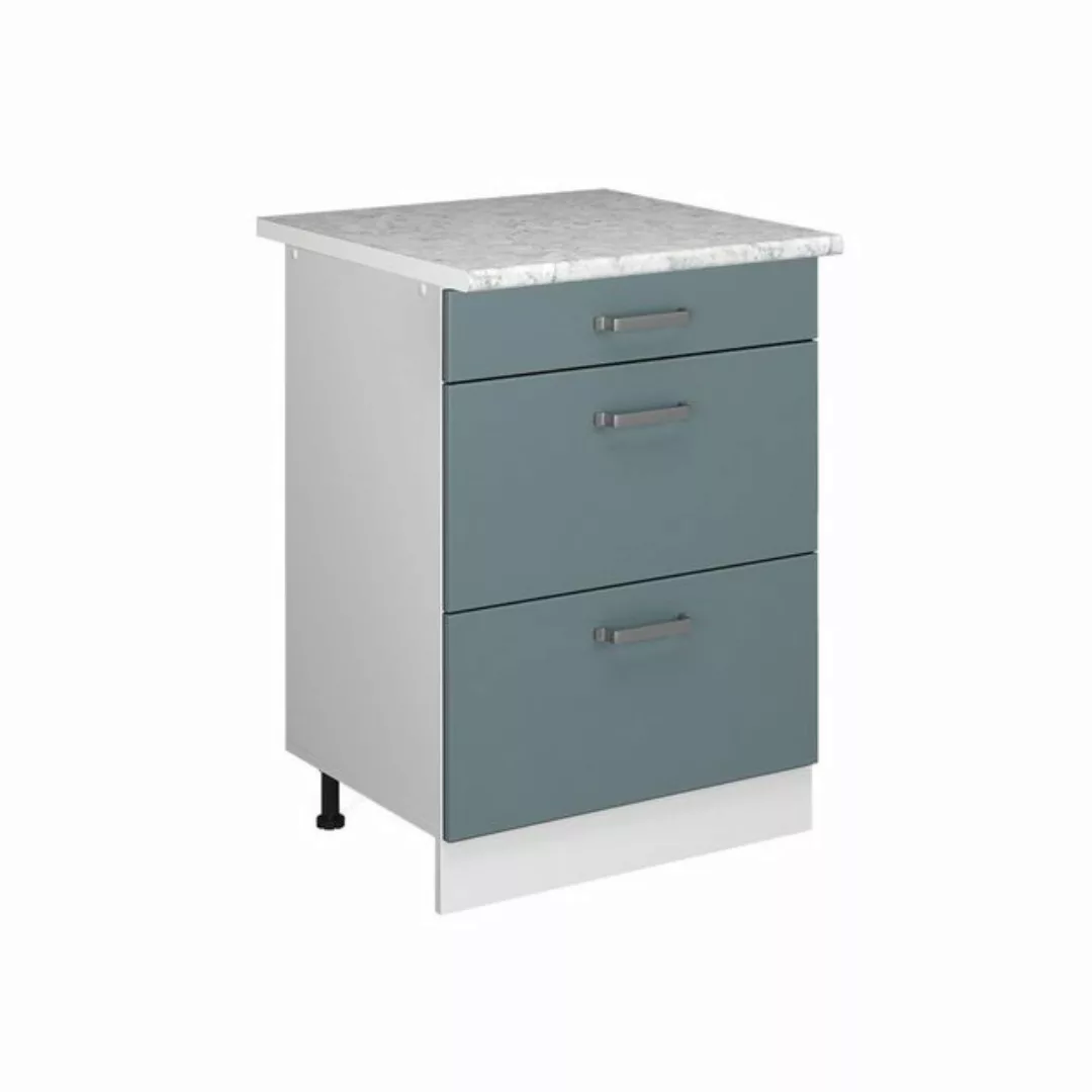 Vicco Unterschrank Küchenschrank + Arbeitsplatte R-Line Weiß Blau Grau 60 c günstig online kaufen