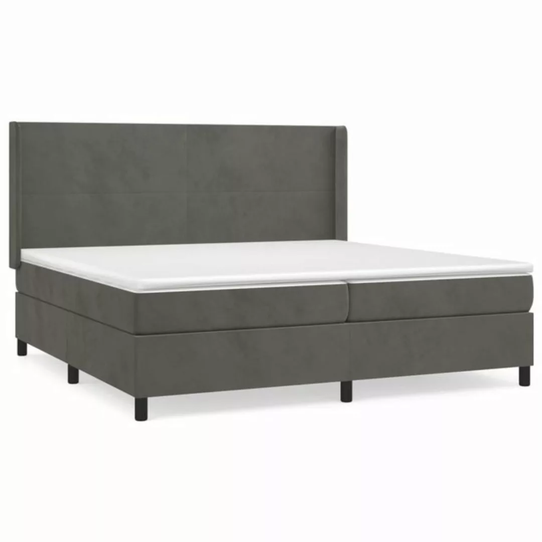 furnicato Bett Boxspringbett mit Matratze Dunkelgrau 200x200 cm Samt günstig online kaufen