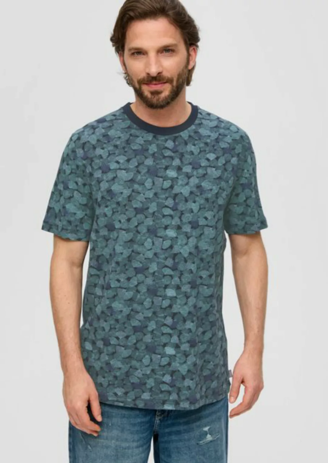 s.Oliver Kurzarmshirt T-Shirt mit All-over-Print günstig online kaufen