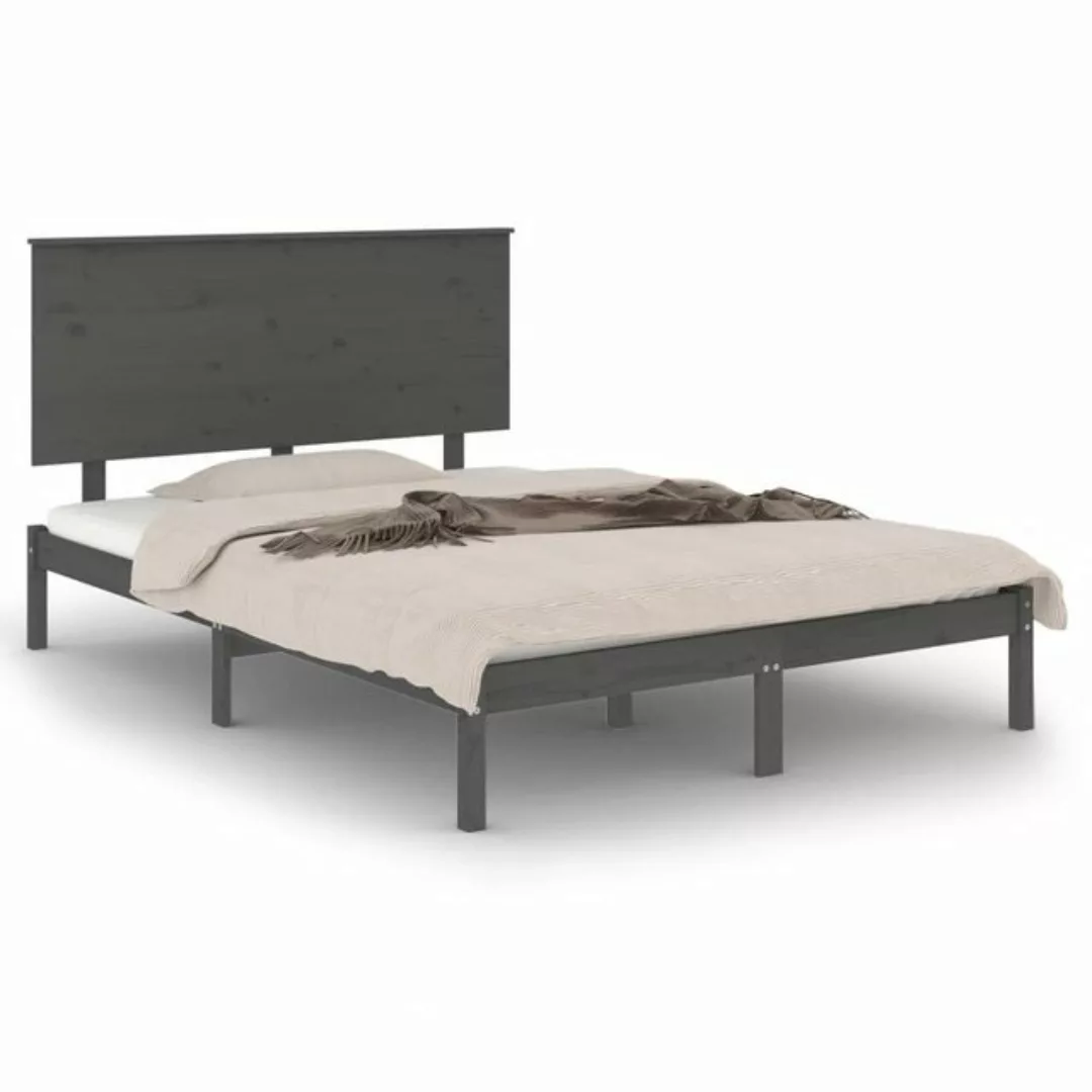 furnicato Bett Massivholzbett Grau Kiefer 140x190 cm günstig online kaufen