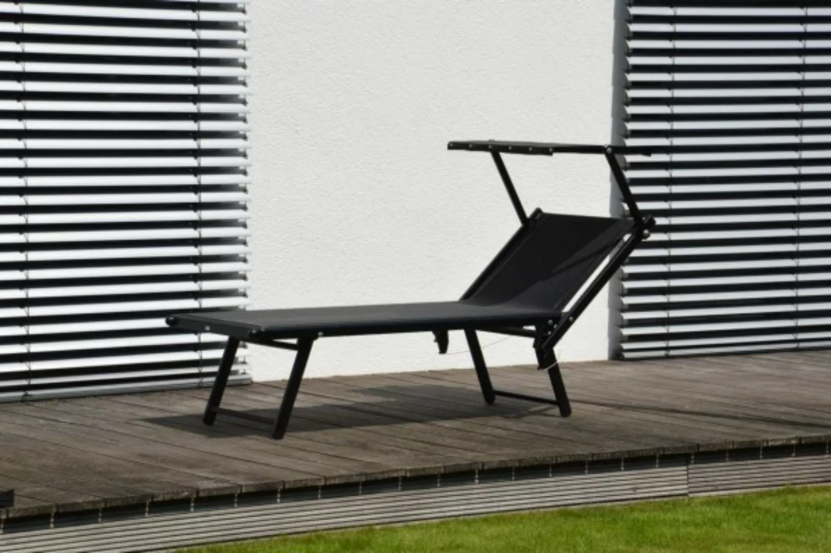 Jan Kurtz - Rimini Classic Sonnenliege - schwarz/schwarz/Kunststoffgewebe/B günstig online kaufen