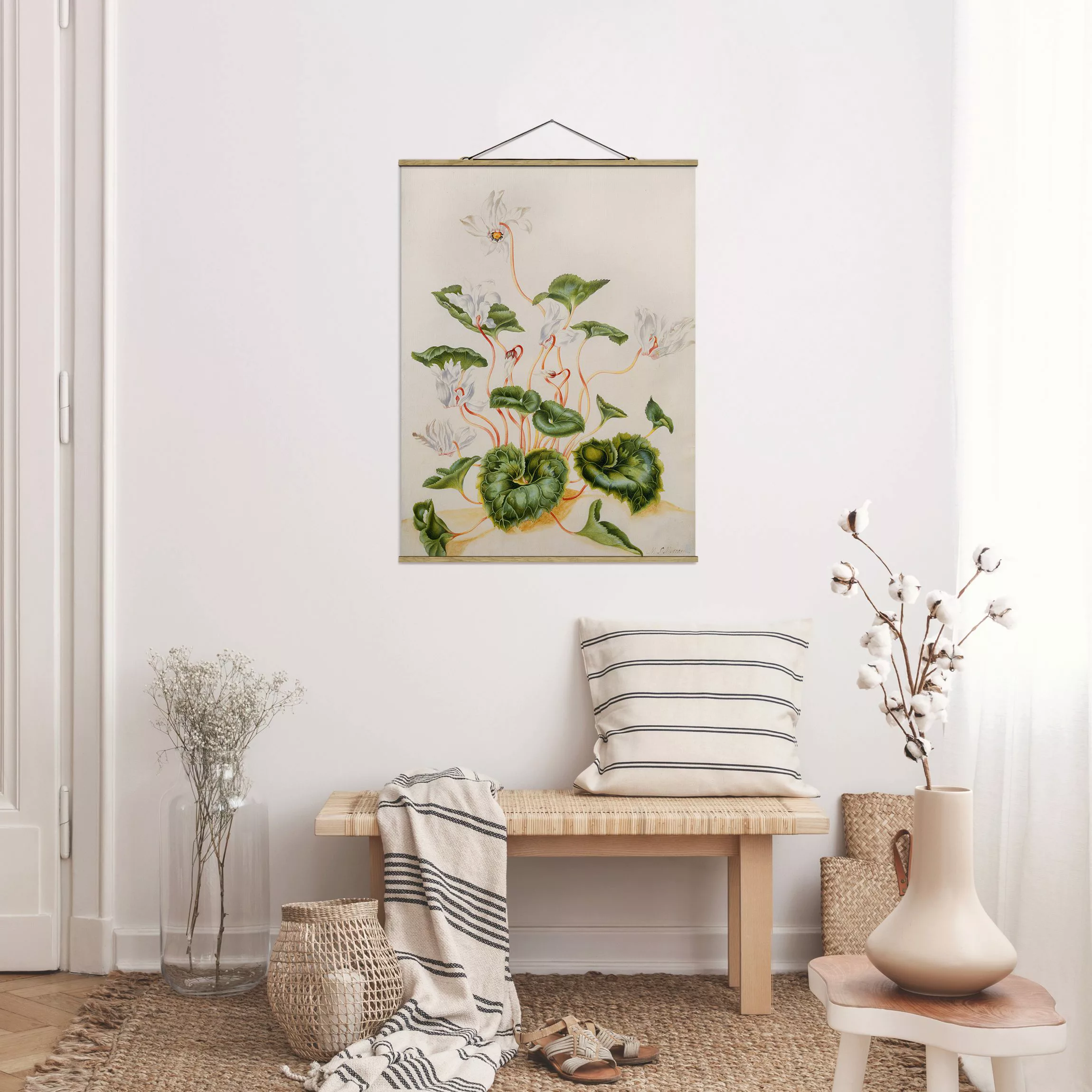 Stoffbild Blumen mit Posterleisten - Hochformat Anna Maria Sibylla Merian - günstig online kaufen