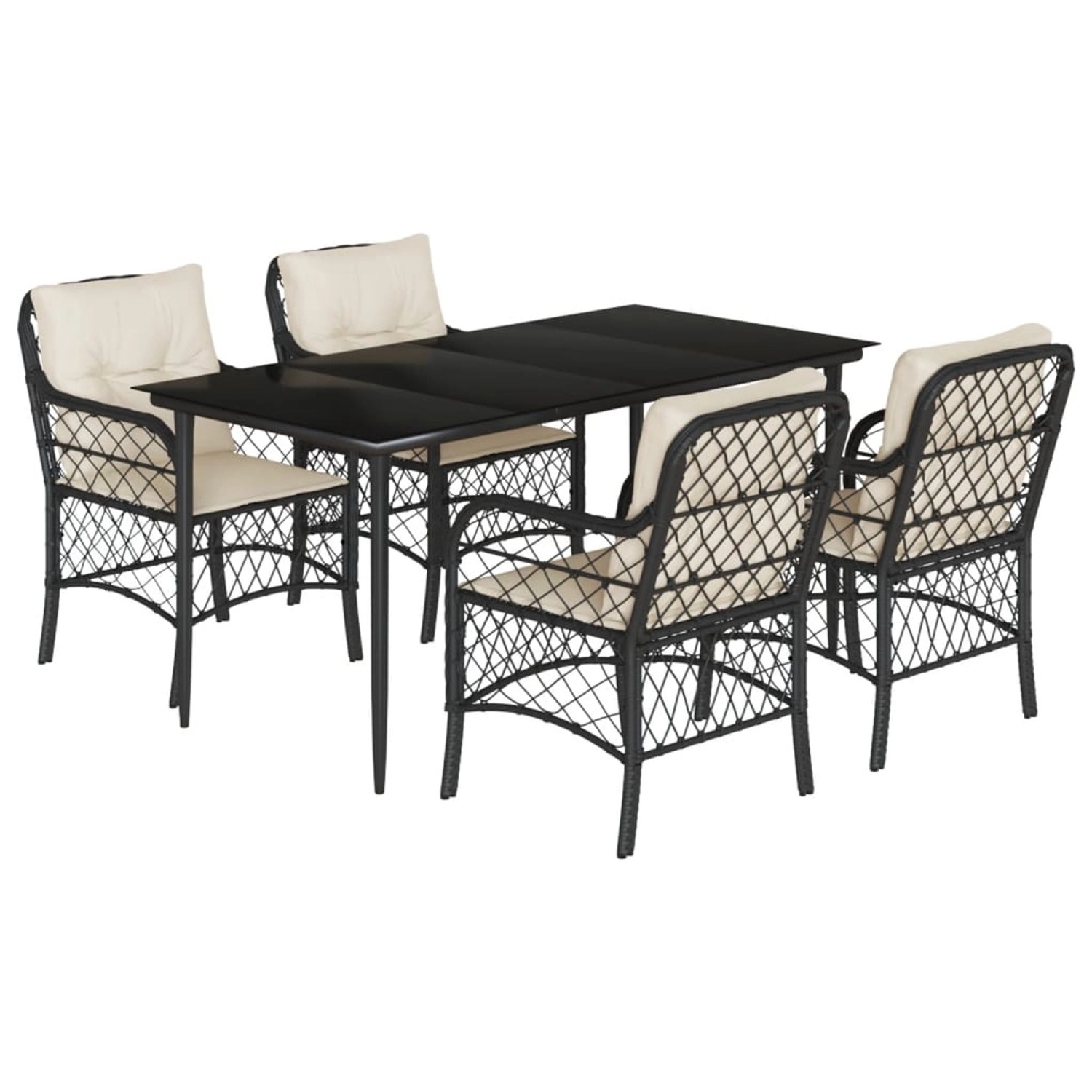 vidaXL 5-Tlg Garten-Essgruppe mit Kissen Schwarz Poly Rattan 3212085 günstig online kaufen