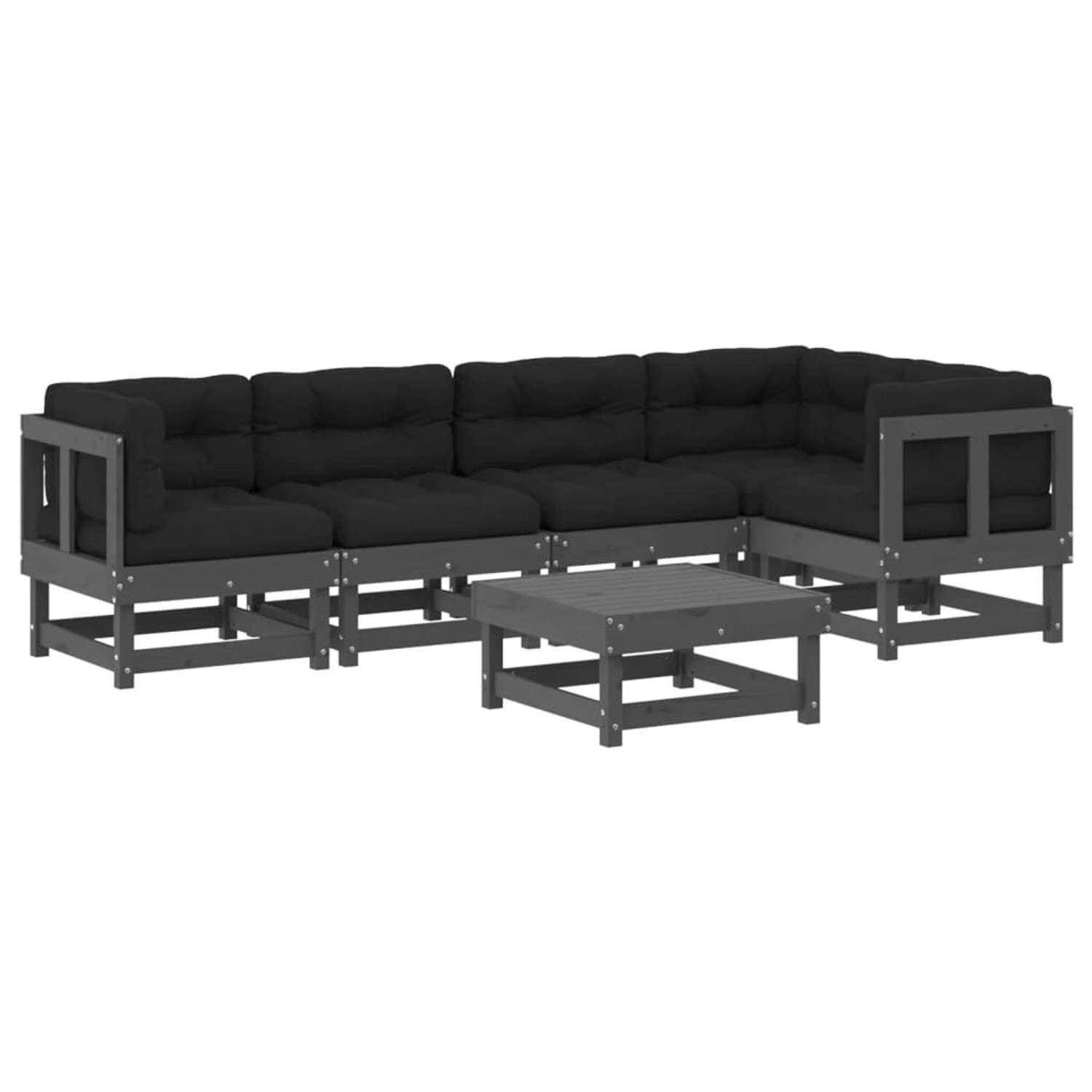 vidaXL 6-tlg Garten-Lounge-Set mit Kissen Grau Massivholz Modell 11 günstig online kaufen