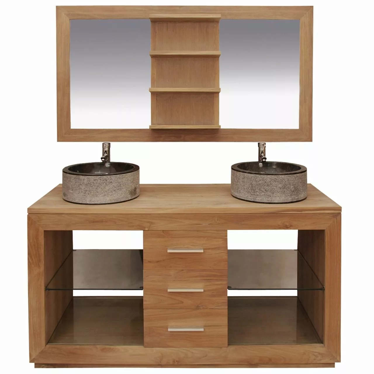 Badmöbel Set Timra Teak Massivholz günstig online kaufen