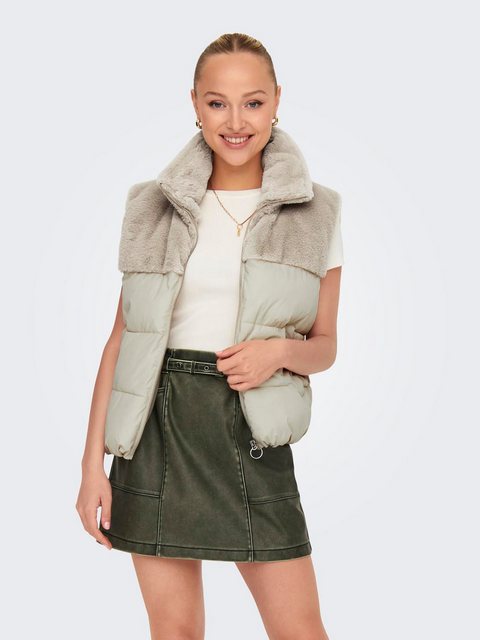 ONLY Steppweste ONLWANJA FUR PUFFER MIX WAISTCOAT CC OTW mit Teddyplüsch günstig online kaufen