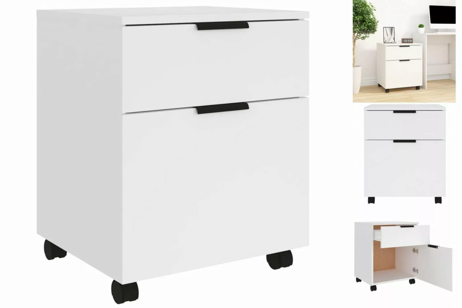 vidaXL Aktenschrank Mobiler Aktenschrank mit Rollen Weiß 45x38x54 cm Spanpl günstig online kaufen