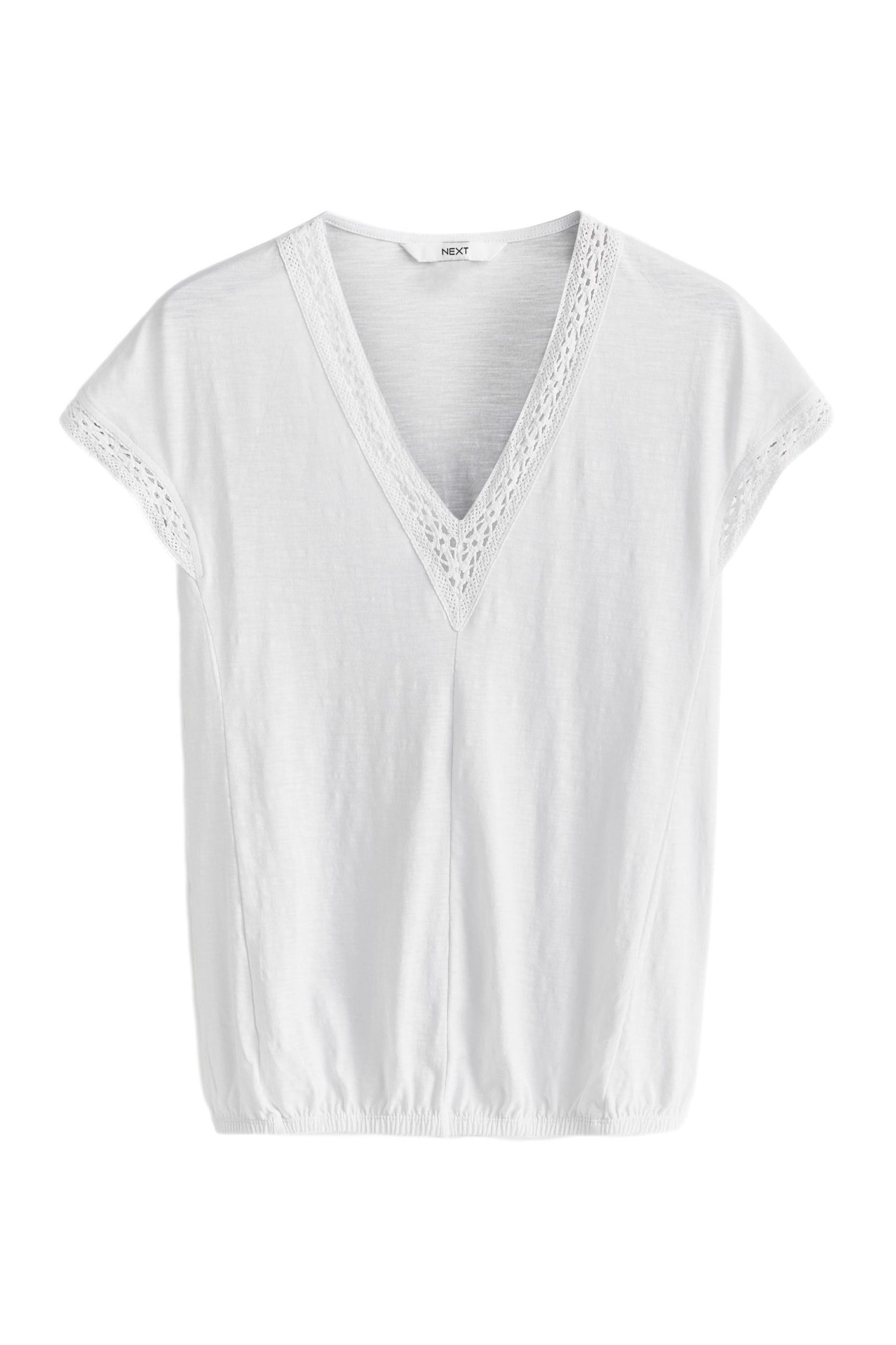 Next V-Shirt Kurzärmeliges Top, Spitzendetails und günstig online kaufen