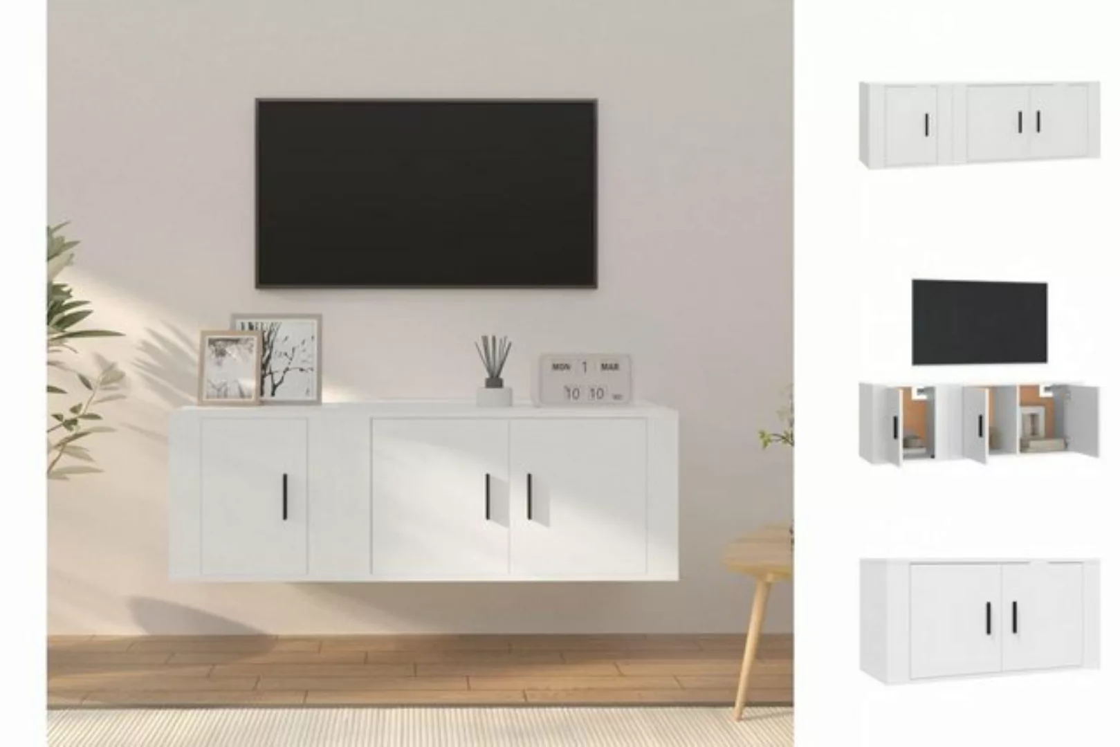 vidaXL TV-Schrank 2-tlg. TV-Schrank-Set Weiß Holzwerkstoff (2-St) günstig online kaufen