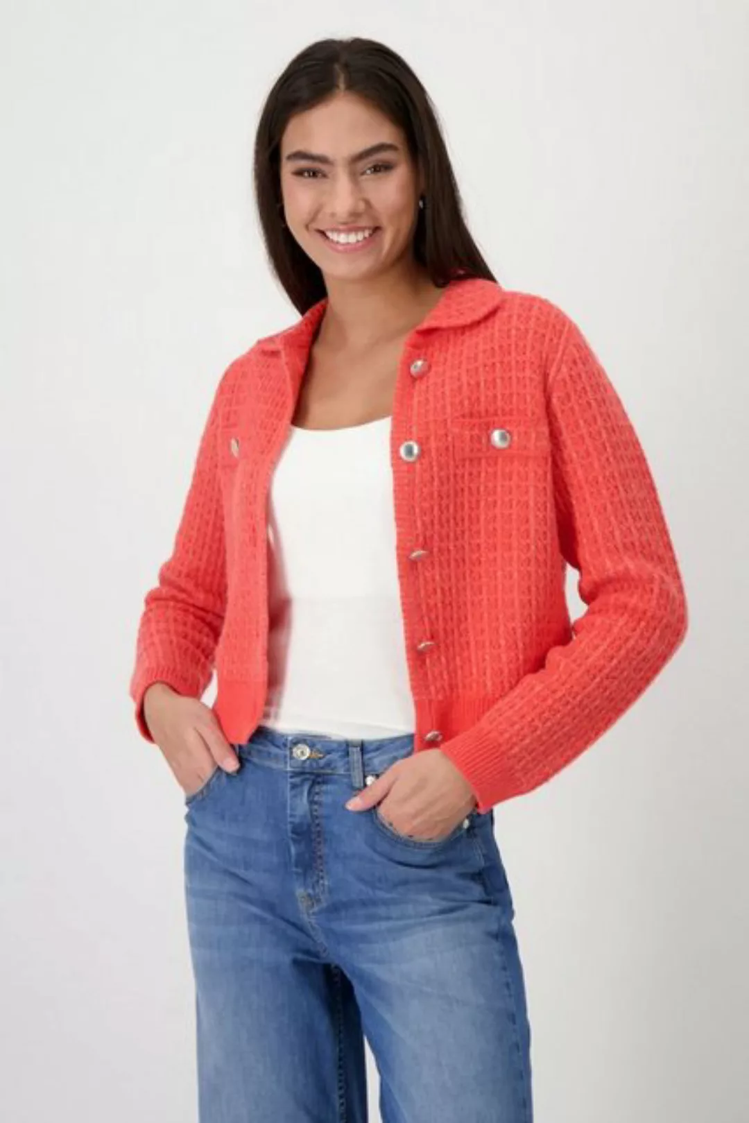 Monari Strickpullover Strickjacke, bright coral günstig online kaufen