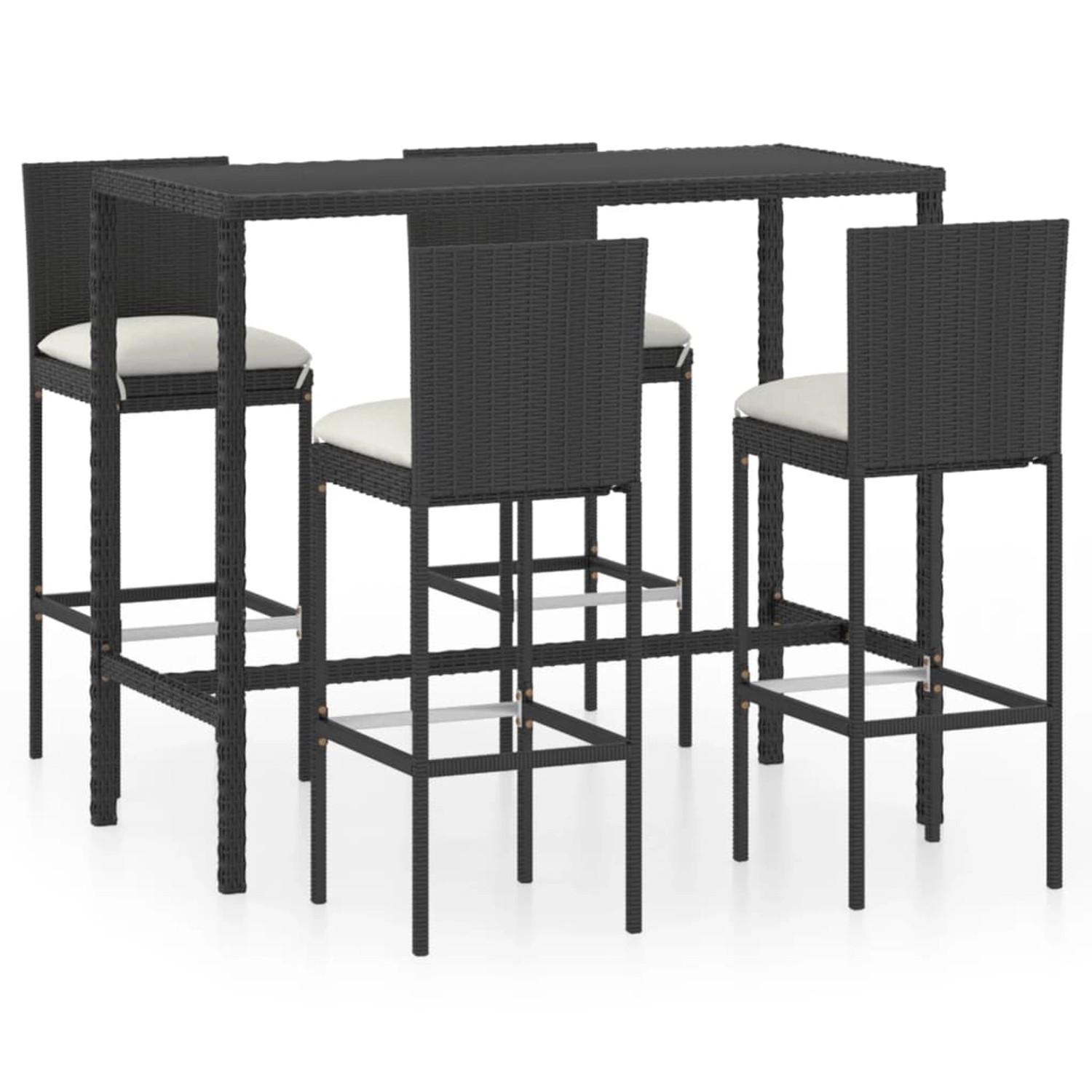 5-tlg. Gartenbar-set Mit Kissen Poly Rattan Schwarz günstig online kaufen