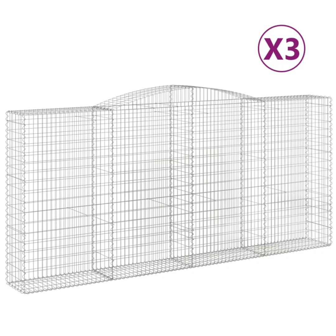 Vidaxl Gabionen Mit Hochbogen 3 Stk. 400x50x180/200cm Verzinktes Eisen günstig online kaufen