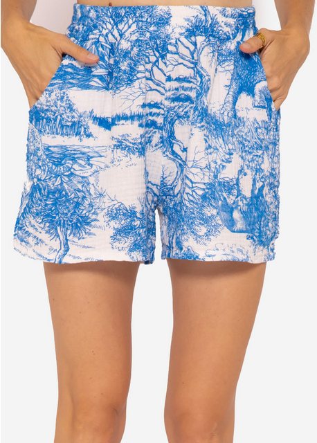 SASSYCLASSY Shorts Musselin Sommer Hose Damen Kurz mit Motiv 100 % Baumwoll günstig online kaufen