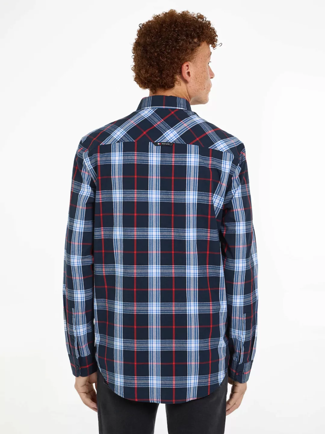 Tommy Jeans Langarmhemd TJM REG POPLIN CHECK SHIRT mit Logostickerei günstig online kaufen