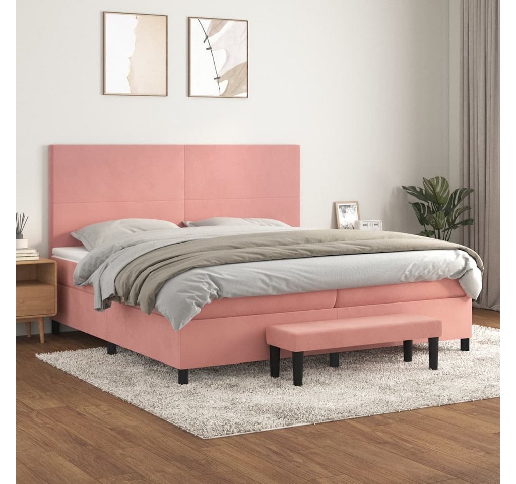 vidaXL Boxspringbett Boxspringbett mit Matratze Rosa 200x200 cm Samt Bett B günstig online kaufen