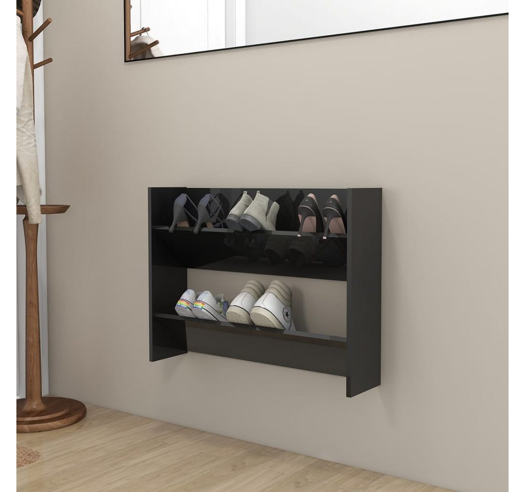 vidaXL Schuhschrank Wand-Schuhschrank Hochglanz-Schwarz 80x18x60 cm Spanpla günstig online kaufen