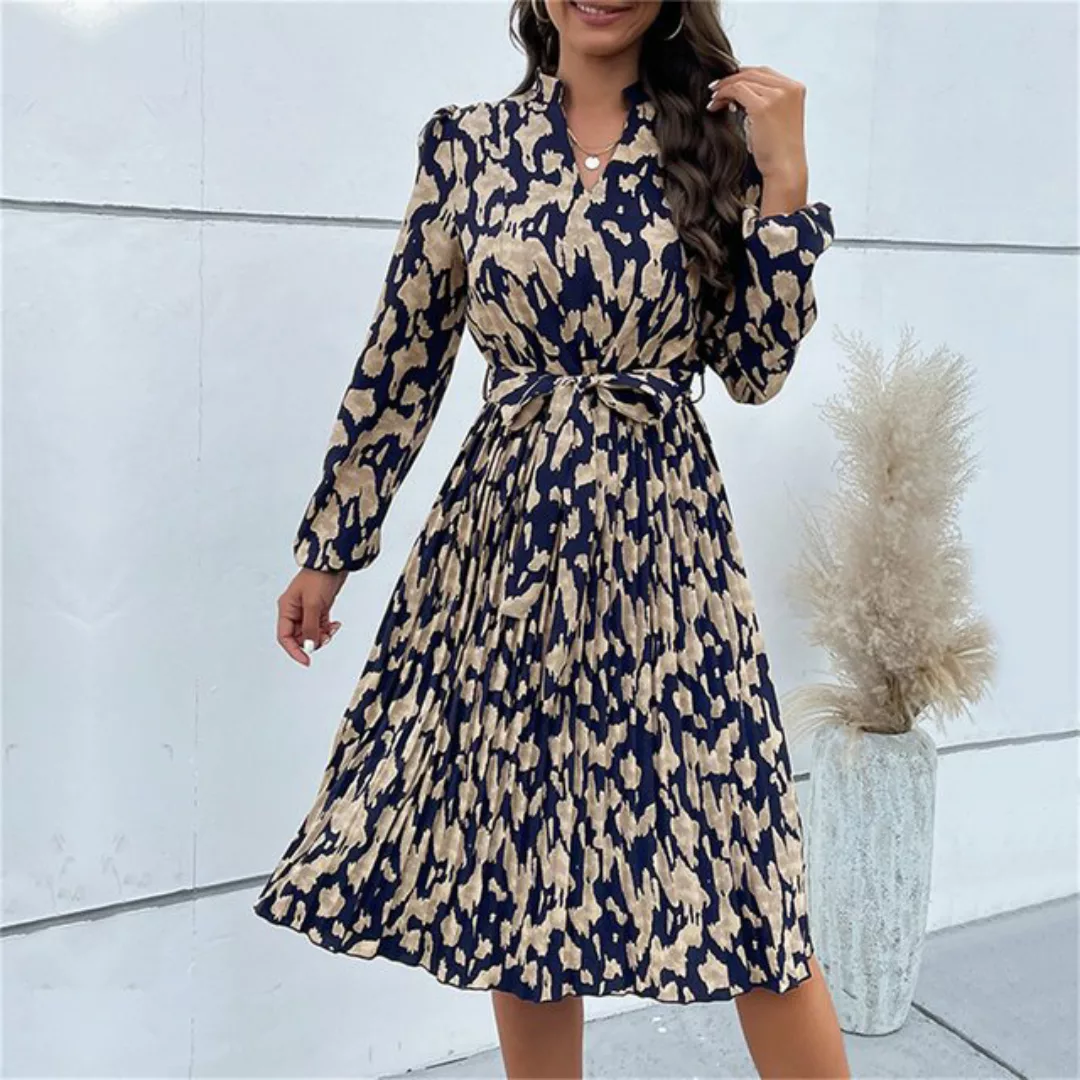 AFAZ New Trading UG Abendkleid A-Linien-Kleid Damen-Herbst-Plissee-Langarms günstig online kaufen