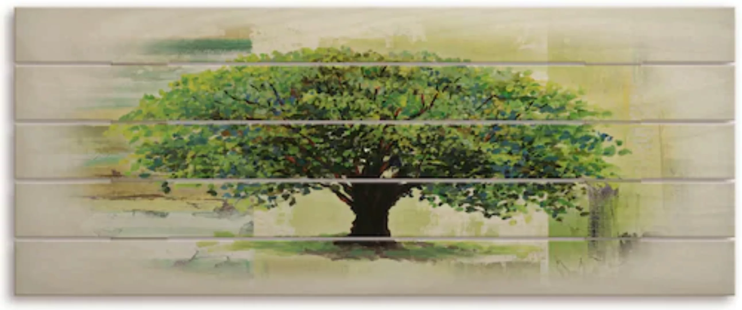 Artland Holzbild "Frühlingsbaum auf abstraktem Hintergrund", Baumbilder, (1 günstig online kaufen
