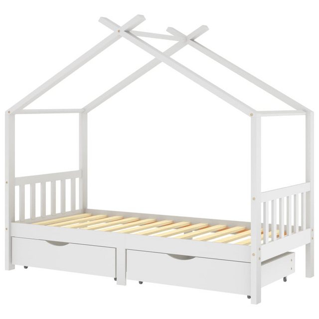 DOTMALL Kinderbett Kinderbett mit Schubladen Weiß Massivholz Kiefer 90x200 günstig online kaufen