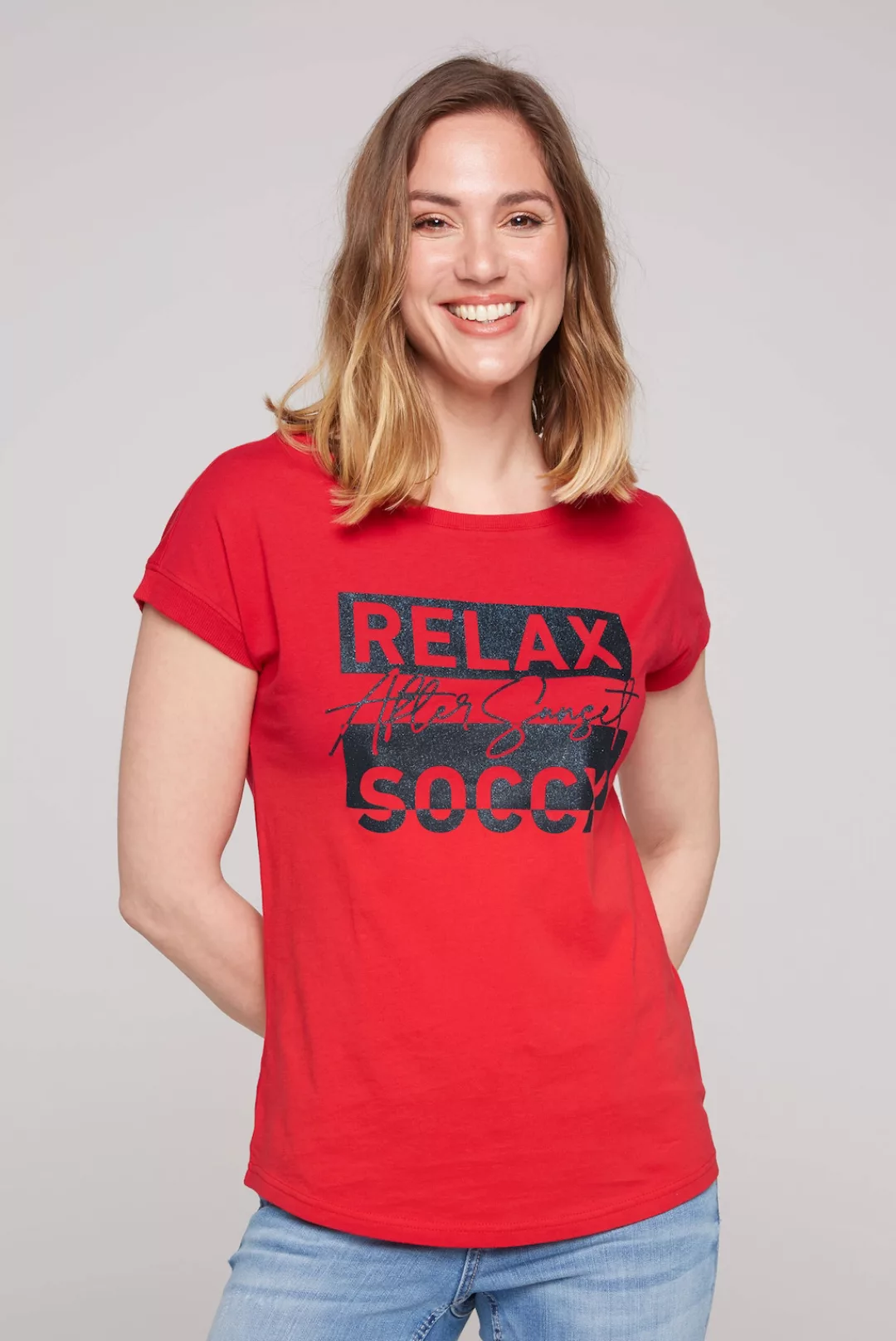 SOCCX Rundhalsshirt, mit überschnittenen Schultern günstig online kaufen