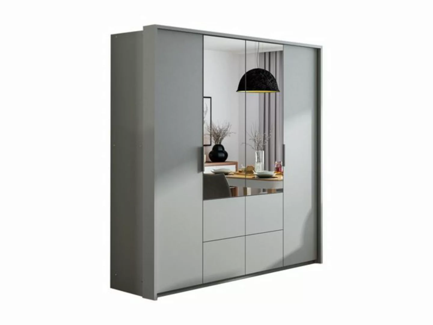 Compleo Kleiderschrank mit Spiegel, Moderner Kleiderschrank mit 4 Schublade günstig online kaufen