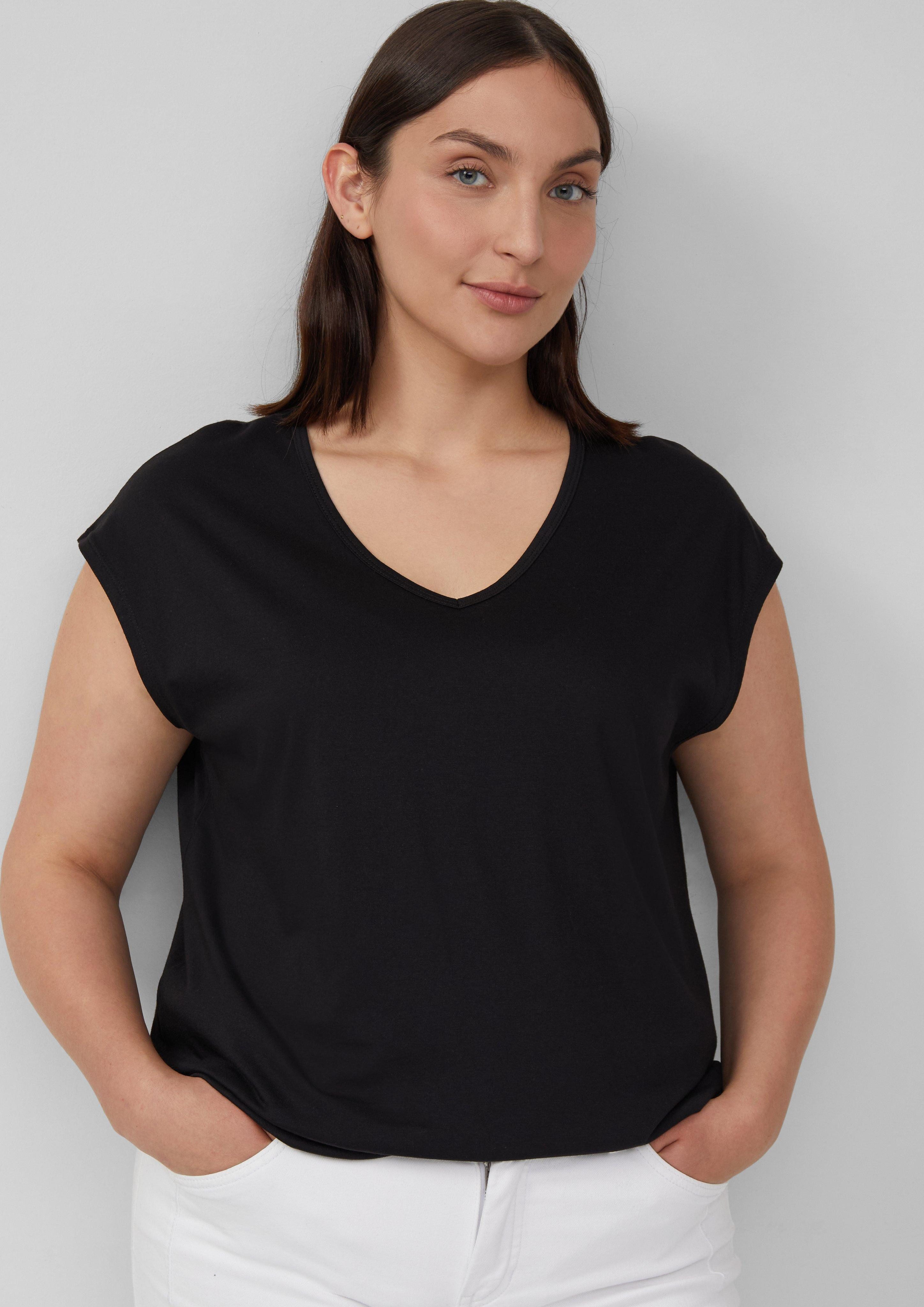 s.Oliver Kurzarmshirt T-Shirt mit V-Ausschnitt im günstig online kaufen