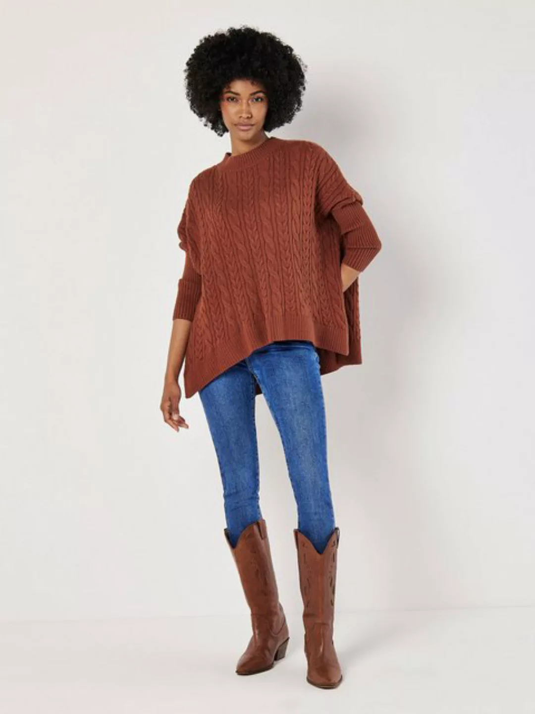 Apricot Rundhalspullover Oversized Pullover, (1-tlg) mit Zopfmuster günstig online kaufen