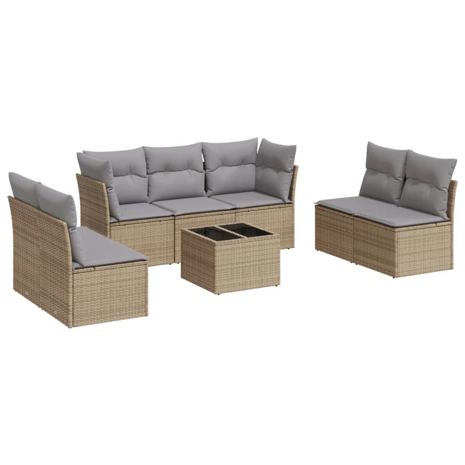 vidaXL 8-tlg Garten-Sofagarnitur mit Kissen Beige Poly Rattan Modell 31 günstig online kaufen