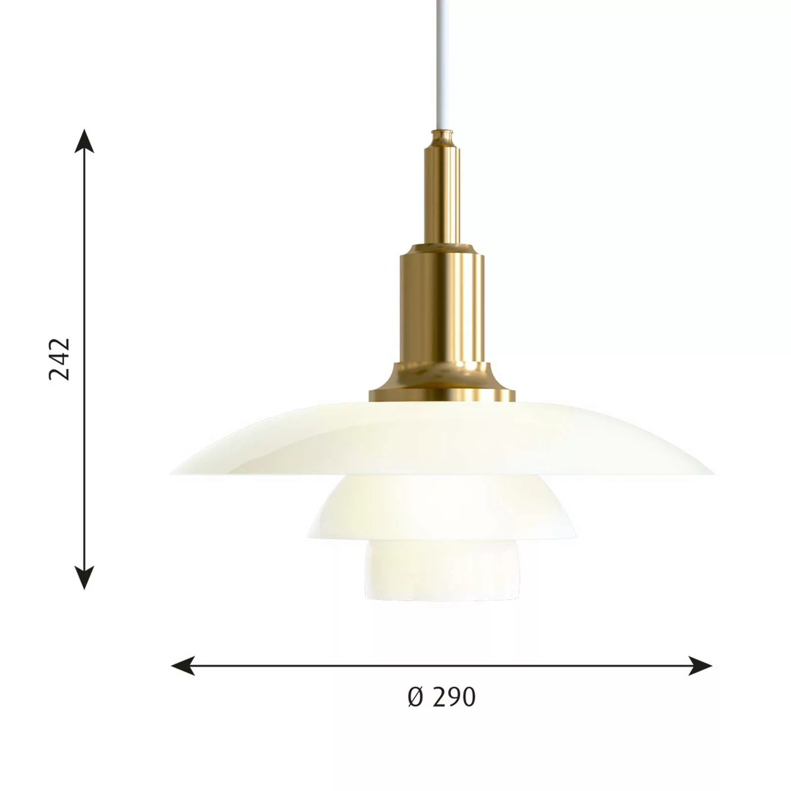 Louis Poulsen PH 3/2 Glas-Pendellampe messing-weiß günstig online kaufen